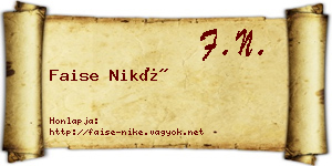 Faise Niké névjegykártya